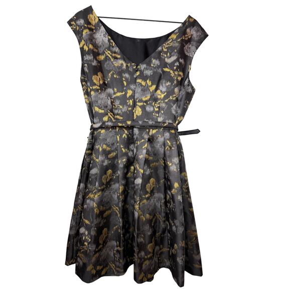 ELIZA J Jaquard Fit & Flare Dress Size 14 Party Floral Metallic Festive Holiday - Picture 7 of 16